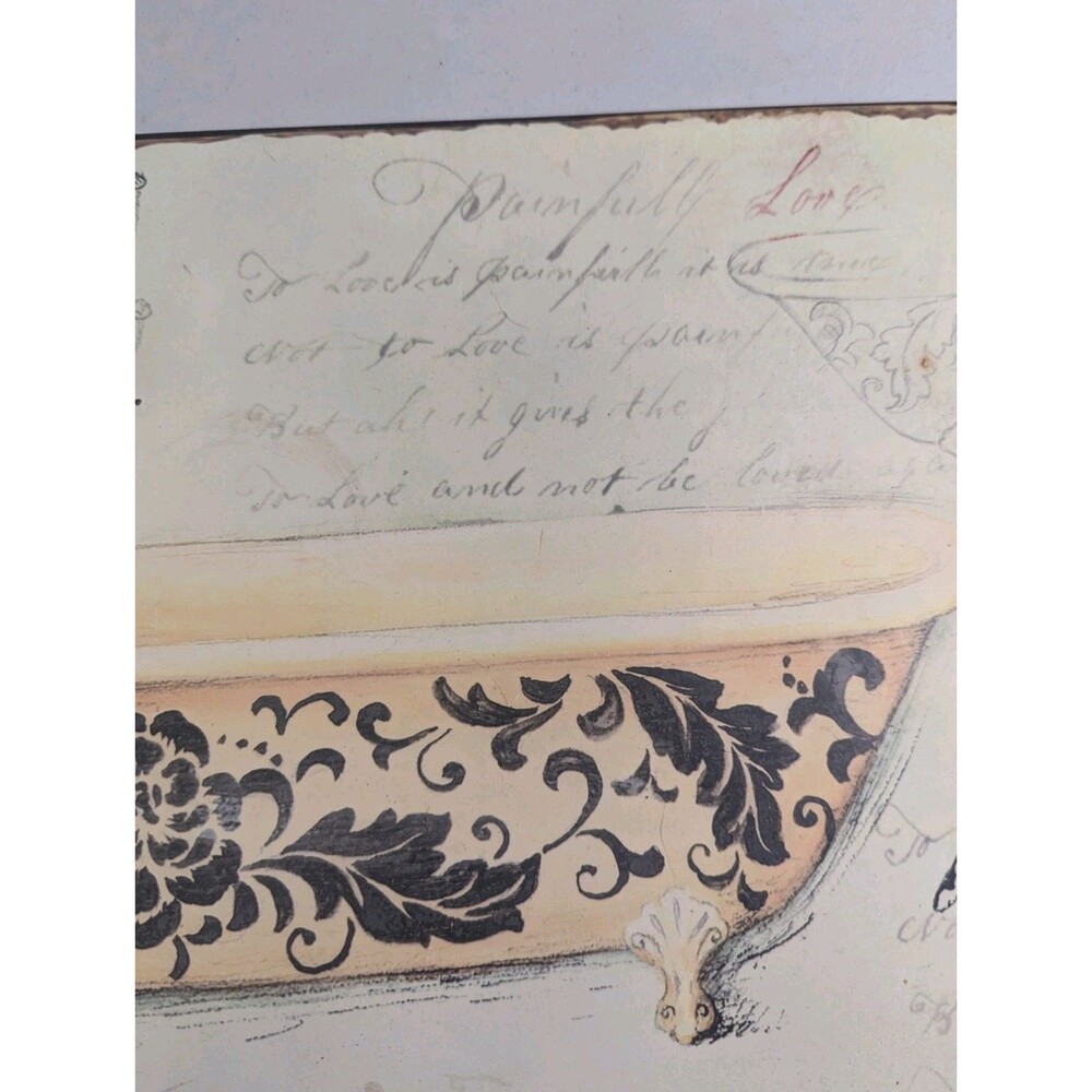 Vintage Paris Metal Sign Clawfoot Bathtub Floral Dragonfly Wall Art Bath Decor - Picture 3 of 8